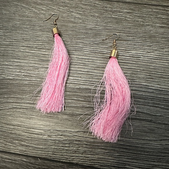 Long fringe tassel earrings pink - Picture 1 of 2